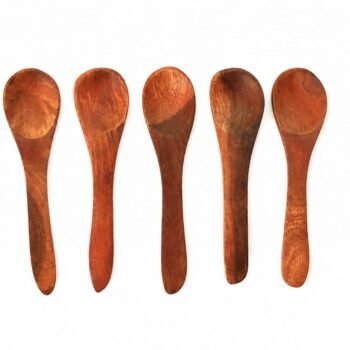 Handcrafted Natural Wooden Spoon Set (Pack of 5) | Eco-Friendly Kitchen Serving Spoons | Premium Wooden Cutlery