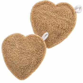 Heart Shape Natural Loofah Bath Scrubber – Exfoliating Body Sponge for Soft & Glowing Skin (Pack of 1)