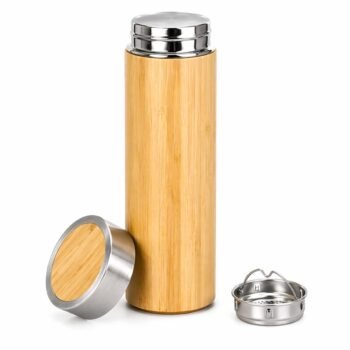 Premium Bamboo Vacuum Insulated Water Bottle | Stainless Steel Double Wall Flask | Leak-Proof Eco-Friendly Bottle (500ml)