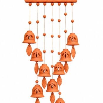 Handcrafted Terracotta Hanging Wind Chime Bells | Clay Wall Hanging Home Décor | Traditional Handmade Decorative Bell