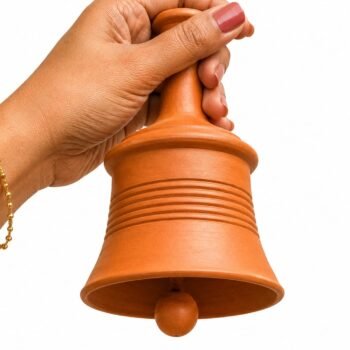 Traditional Handmade Terracotta Hanging Bell | Natural Clay Decorative Temple Bell for Home & Garden