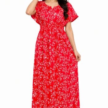 Women's Premium Cotton Printed Nighty | Soft & Comfortable Full Length Night Gown