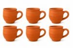 Pack of 6 Handmade Terracotta Tea & Coffee Cups with Handle | Natural Clay Kulhad Mugs | Eco-Friendly Earthen Cups for Home, Office & Café