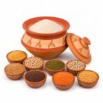 Premium Handcrafted Terracotta Rice Storage Pot with Lid & 8 Clay Bowls | Natural Earthen Grain Storage Container for Kitchen | Traditional Clay Storage Jar