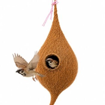 Handwoven Natural Coconut Coir Hanging Bird Nest House for Sparrows & Small Birds | Eco-Friendly Outdoor Bird Shelter