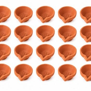 Pack of 20 Handmade Terracotta Clay Diyas | Natural Earthen Oil Lamps for Diwali, Pooja Room & Temple
