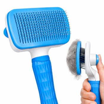 Self-Cleaning Pet Grooming Slicker Brush – Professional Dog & Cat Hair Removal Brush with One-Click Cleaning Button